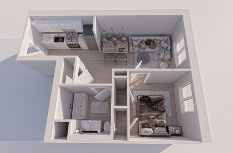 Floor plan for 1 bed, 1 bath, 495 sqft