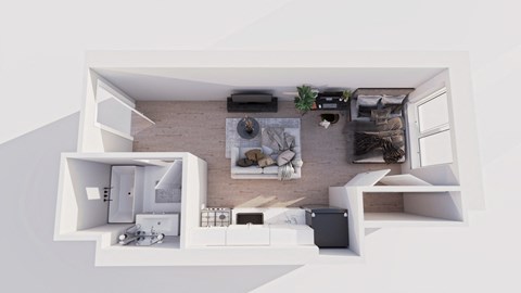 Floor plan for studio, 1 bath, 335 sqft