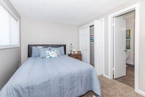 East Haven apartment for rent - A bedroom with a bed, nightstand, and closet.