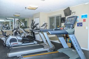 Waterbury apartment for rent - A gym with treadmills and exercise equipment.