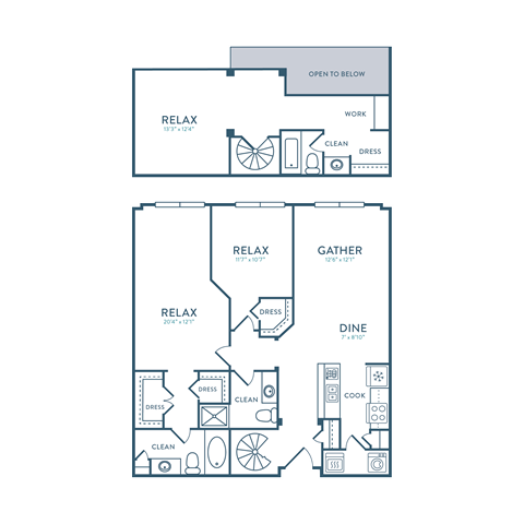 Floor plan for 3 beds, 3 baths, 1456 sqft