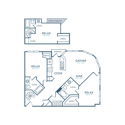 Floor plan for 3 beds, 3 baths, 1497 sqft