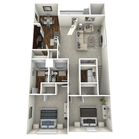 Floor plan for 2 beds, 2 baths, 1062 sqft