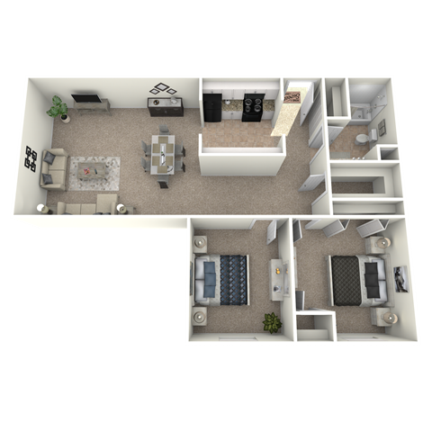 Floor plan for 2 beds, 1 bath, 1080 sqft