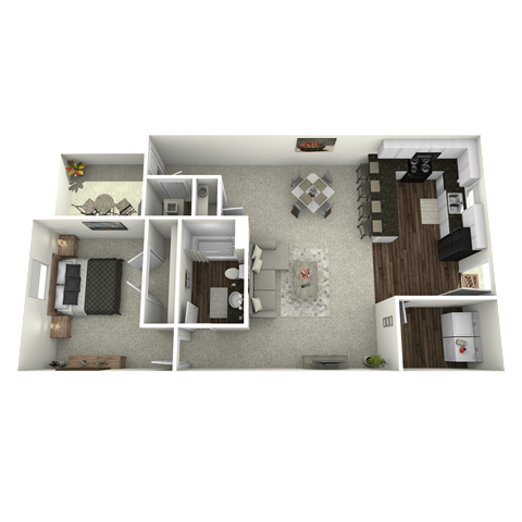 Floor plan for 1 bed, 1 bath, 1100 sqft