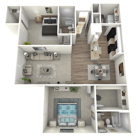 Floor plan for 2 beds, 2 baths, 1120 sqft