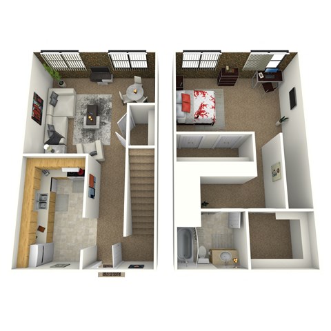 Floor plan for 1 bed, 1 bath, 1145 sqft
