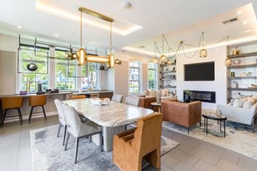 Cliffwood apartment for rent - A modern dining room with a large table and chairs.