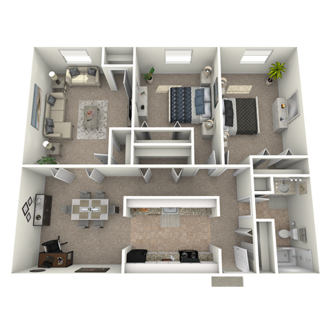 Floor plan for 2 beds, 1 bath, 1180 sqft