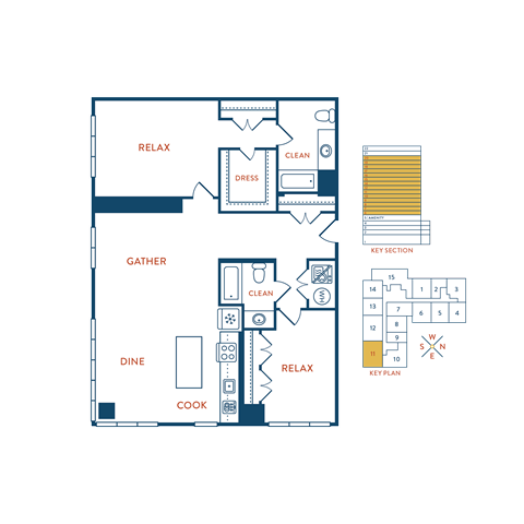 Floor plan for 2 beds, 2 baths, 1202 sqft