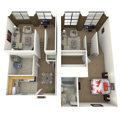 Floor plan for 1 bed, 1 bath, 1218 sqft