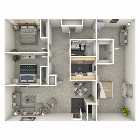 Floor plan for 3 beds, 1 bath, 1378 sqft
