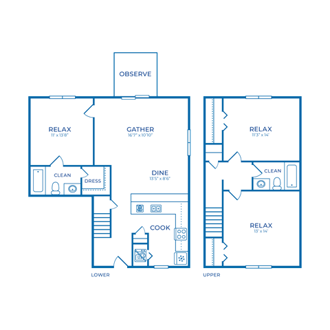Floor plan for 3 beds, 2 baths, 1392 sqft
