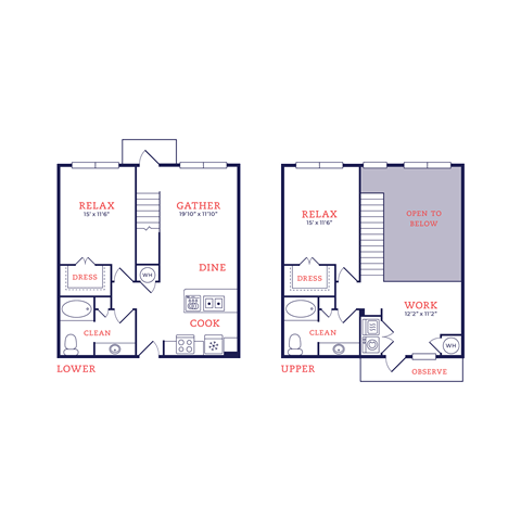 Floor plan for 2 beds, 2 baths, 1392 sqft