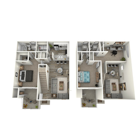 Floor plan for 2 beds, 2 baths, 1421 sqft