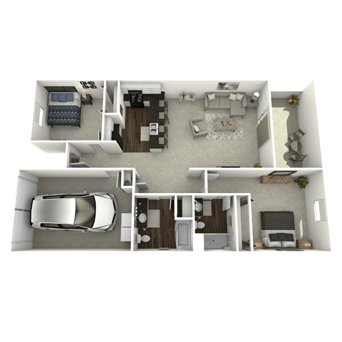 Floor plan for 2 beds, 2 baths, 1450 sqft