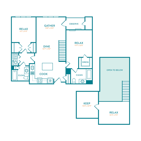 Floor plan for 2 beds, 2 baths, 1469 sqft