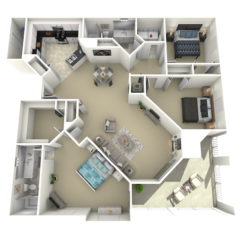 Floor plan for 3 beds, 2 baths, 1619 sqft