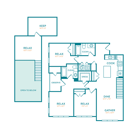 Floor plan for 3 beds, 2 baths, 1656 sqft