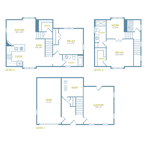 Floor plan for 2 beds, 2 baths, 1720 sqft