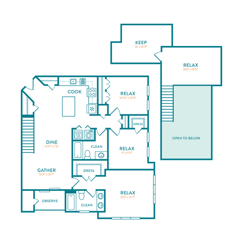 Floor plan for 3 beds, 2 baths, 1763 sqft