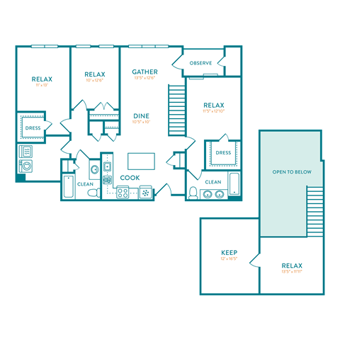 Floor plan for 3 beds, 2 baths, 1768 sqft