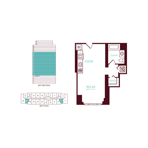 Floor plan for studio, 1 bath, 426 sqft