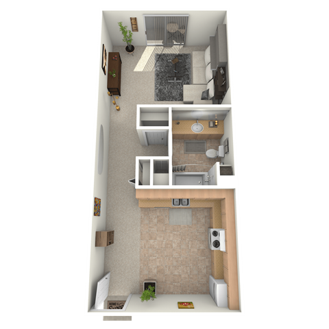 Floor plan for studio, 1 bath, 560 sqft