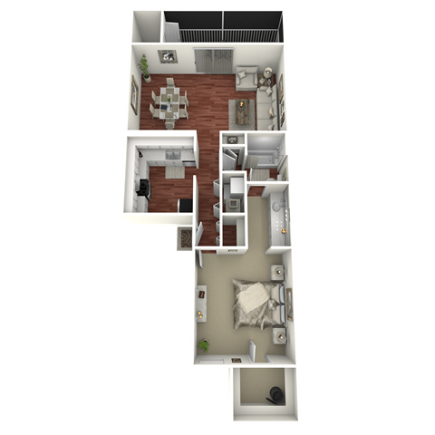 Floor plan for 1 bed, 1 bath, 800 sqft
