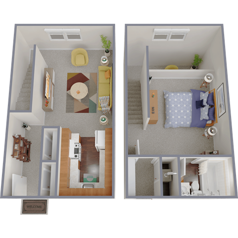Floor plan for 1 bed, 1 bath, 816 sqft
