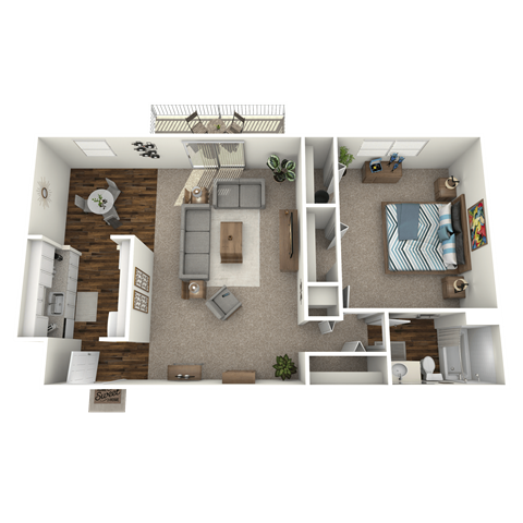 Floor plan for 1 bed, 1 bath, 850 sqft