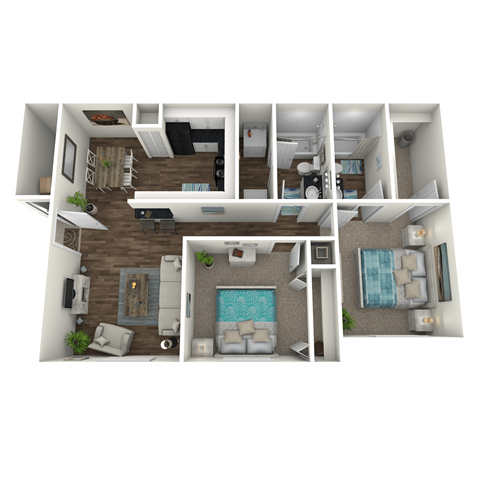 Floor plan for 2 beds, 2 baths, 868 sqft