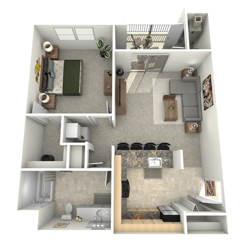 Floor plan for 1 bed, 1 bath, 814 sqft