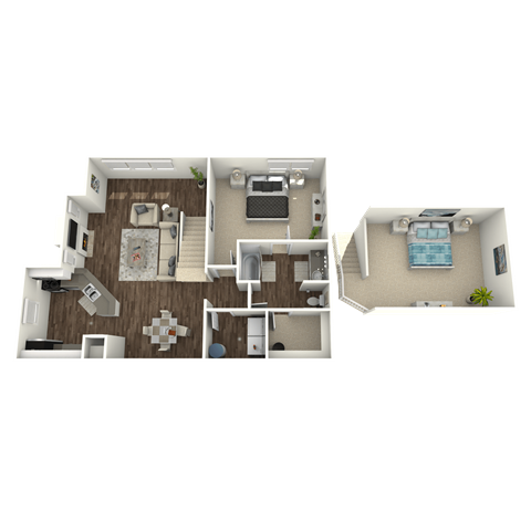 Floor plan for 1 bed, 1 bath, 982 sqft