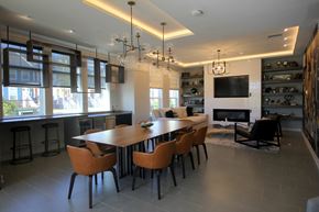 Cliffwood apartment for rent - A modern dining room with a large table and chairs.