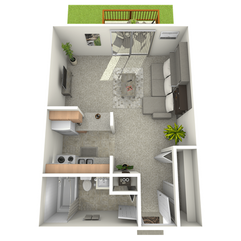 Floor plan for studio, 1 bath, 425 sqft