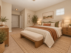 Simsbury apartment for rent - A bedroom with a large bed and a painting on the wall.