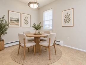 Naugatuck apartment for rent - A dining room with a round table and chairs.