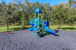 Lady Lake apartment for rent - A playground with a blue slide and a green tower.