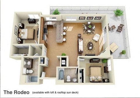 Floor plan for 2 beds, 2 baths, 1200 sqft