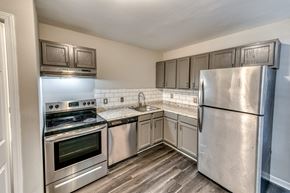 Kannapolis apartment for rent - a kitchen with stainless steel appliances and a stainless steel refrigerator at Ashford Place Apartments, Kannapolis North Carolina
