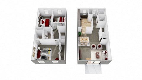 Floor plan for 3 beds, 3 baths, 1224 sqft