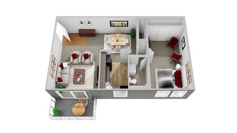 Floor plan for 1 bed, 1 bath, 720 sqft