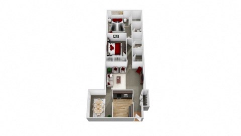Floor plan for 2 beds, 1.5 baths, 1024 sqft