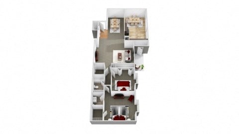 Floor plan for 2 beds, 1.5 baths, 1271 sqft