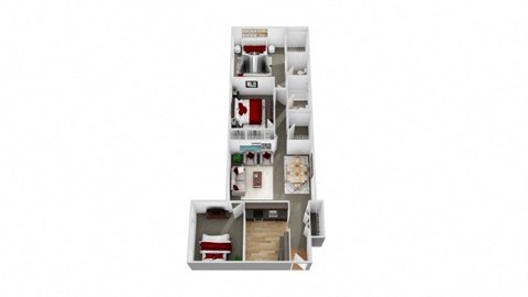 Floor plan for 3 beds, 1.5 baths, 1024 sqft