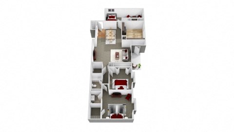 Floor plan for 3 beds, 1.5 baths, 1030 sqft