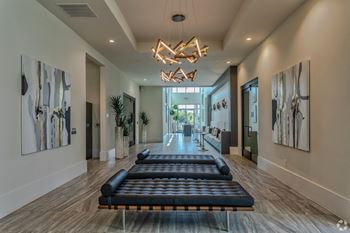 A view of the clubhouse lobby area at lynncora apartments