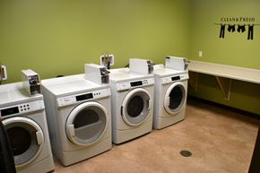 Eau Claire apartment for rent - A row of washing machines in a laundromat.