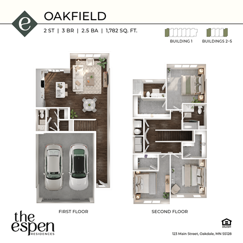 Floor plan for 3 beds, 2.5 baths, 1782 sqft